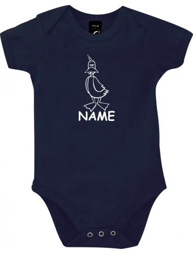 Baby Body lustige Tiere mit Wunschnamen Einhornente, Einhorn, Ente, blau, 12-18 Monate