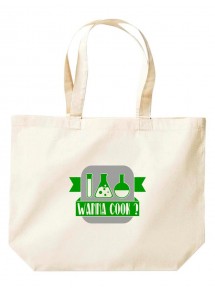 Wanna Cook® große Einkaufstasche, Shopper Wanna Cook Reagenzglas, Farbe natur
