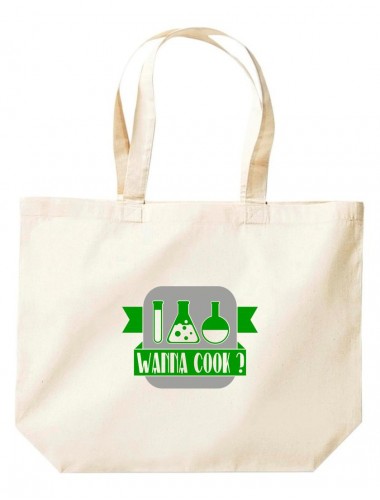 Wanna Cook® große Einkaufstasche, Shopper Wanna Cook Reagenzglas, Farbe natur