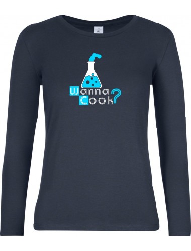 Wanna Cook® Lady-Longshirt Wanna Cook Reagenzglas Test Tube, blau, Größe L