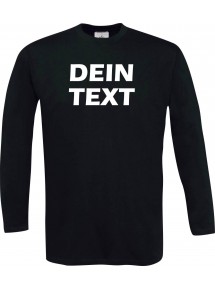 Longshirt mit deinem Wunschtext versehen, schwarz, L