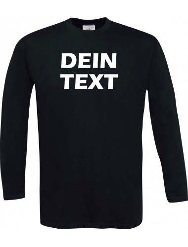 Longshirt mit deinem Wunschtext versehen, schwarz, L