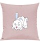 Kinder Kissen, Hase Häschen Hoppelhase Tiere Tier Natur, Kuschelkissen Couch Deko, Farbe rosa