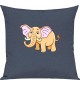 Kinder Kissen, Elefant Elephant Tiere Tier Natur, Kuschelkissen Couch Deko, Farbe blau