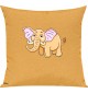 Kinder Kissen, Elefant Elephant Tiere Tier Natur, Kuschelkissen Couch Deko, Farbe gelb