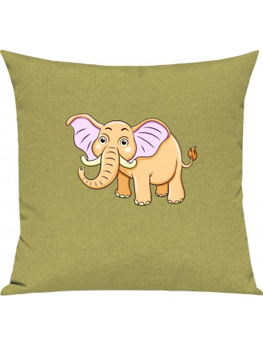 Kinder Kissen, Elefant Elephant Tiere Tier Natur, Kuschelkissen Couch Deko, Farbe hellgruen