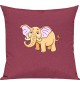 Kinder Kissen, Elefant Elephant Tiere Tier Natur, Kuschelkissen Couch Deko, Farbe pink