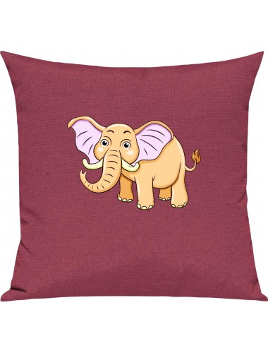 Kinder Kissen, Elefant Elephant Tiere Tier Natur, Kuschelkissen Couch Deko, Farbe pink