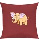 Kinder Kissen, Elefant Elephant Tiere Tier Natur, Kuschelkissen Couch Deko, Farbe rot