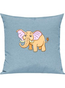 Kinder Kissen, Elefant Elephant Tiere Tier Natur, Kuschelkissen Couch Deko, Farbe tuerkis