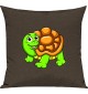 Kinder Kissen, Schildkröte Turtle Tiere Tier Natur, Kuschelkissen Couch Deko, Farbe braun