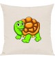 Kinder Kissen, Schildkröte Turtle Tiere Tier Natur, Kuschelkissen Couch Deko, Farbe creme
