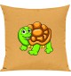 Kinder Kissen, Schildkröte Turtle Tiere Tier Natur, Kuschelkissen Couch Deko, Farbe gelb