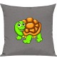 Kinder Kissen, Schildkröte Turtle Tiere Tier Natur, Kuschelkissen Couch Deko, Farbe grau