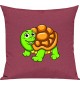 Kinder Kissen, Schildkröte Turtle Tiere Tier Natur, Kuschelkissen Couch Deko, Farbe pink
