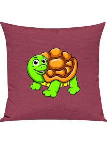 Kinder Kissen, Schildkröte Turtle Tiere Tier Natur, Kuschelkissen Couch Deko, Farbe pink