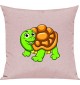 Kinder Kissen, Schildkröte Turtle Tiere Tier Natur, Kuschelkissen Couch Deko, Farbe rosa