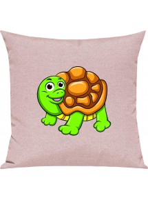 Kinder Kissen, Schildkröte Turtle Tiere Tier Natur, Kuschelkissen Couch Deko, Farbe rosa