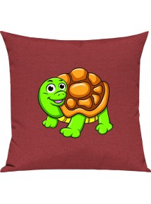 Kinder Kissen, Schildkröte Turtle Tiere Tier Natur, Kuschelkissen Couch Deko, Farbe rot