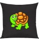 Kinder Kissen, Schildkröte Turtle Tiere Tier Natur, Kuschelkissen Couch Deko, Farbe schwarz