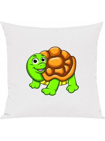 Kinder Kissen, Schildkröte Turtle Tiere Tier Natur, Kuschelkissen Couch Deko, Farbe weiss