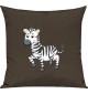 Kinder Kissen, Zebra Tiere Tier Natur, Kuschelkissen Couch Deko, Farbe braun
