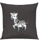 Kinder Kissen, Zebra Tiere Tier Natur, Kuschelkissen Couch Deko, Farbe dunkelgrau