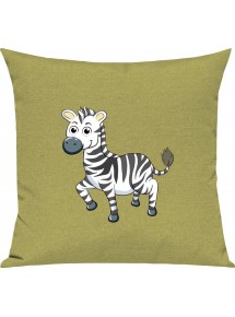 Kinder Kissen, Zebra Tiere Tier Natur, Kuschelkissen Couch Deko, Farbe hellgruen
