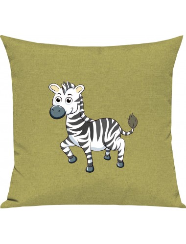 Kinder Kissen, Zebra Tiere Tier Natur, Kuschelkissen Couch Deko, Farbe hellgruen