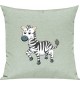 Kinder Kissen, Zebra Tiere Tier Natur, Kuschelkissen Couch Deko, Farbe pastellgruen