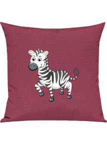 Kinder Kissen, Zebra Tiere Tier Natur, Kuschelkissen Couch Deko, Farbe pink