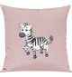 Kinder Kissen, Zebra Tiere Tier Natur, Kuschelkissen Couch Deko, Farbe rosa