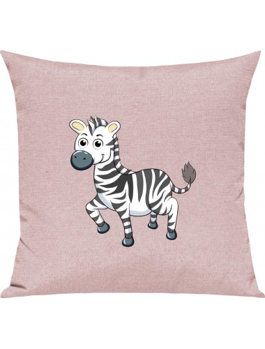 Kinder Kissen, Zebra Tiere Tier Natur, Kuschelkissen Couch Deko, Farbe rosa
