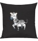 Kinder Kissen, Zebra Tiere Tier Natur, Kuschelkissen Couch Deko, Farbe schwarz