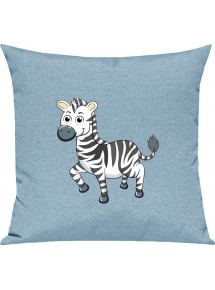 Kinder Kissen, Zebra Tiere Tier Natur, Kuschelkissen Couch Deko, Farbe tuerkis