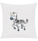 Kinder Kissen, Zebra Tiere Tier Natur, Kuschelkissen Couch Deko, Farbe weiss