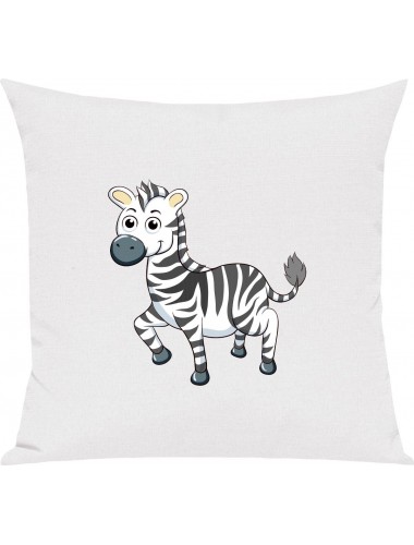 Kinder Kissen, Zebra Tiere Tier Natur, Kuschelkissen Couch Deko, Farbe weiss