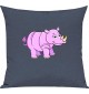 Kinder Kissen, Nashorn Rhino Tiere Tier Natur, Kuschelkissen Couch Deko, Farbe blau