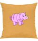 Kinder Kissen, Nashorn Rhino Tiere Tier Natur, Kuschelkissen Couch Deko, Farbe gelb