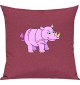 Kinder Kissen, Nashorn Rhino Tiere Tier Natur, Kuschelkissen Couch Deko, Farbe pink