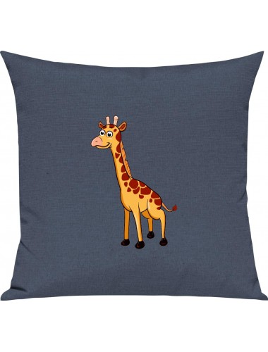 Kinder Kissen, Giraffe Tiere Tier Natur, Kuschelkissen Couch Deko, Farbe blau