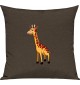 Kinder Kissen, Giraffe Tiere Tier Natur, Kuschelkissen Couch Deko, Farbe braun