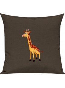 Kinder Kissen, Giraffe Tiere Tier Natur, Kuschelkissen Couch Deko, Farbe braun