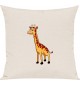 Kinder Kissen, Giraffe Tiere Tier Natur, Kuschelkissen Couch Deko, Farbe creme