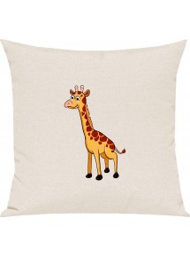 Kinder Kissen, Giraffe Tiere Tier Natur, Kuschelkissen Couch Deko, Farbe creme