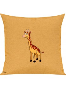 Kinder Kissen, Giraffe Tiere Tier Natur, Kuschelkissen Couch Deko, Farbe gelb