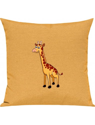 Kinder Kissen, Giraffe Tiere Tier Natur, Kuschelkissen Couch Deko, Farbe gelb