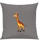 Kinder Kissen, Giraffe Tiere Tier Natur, Kuschelkissen Couch Deko, Farbe grau