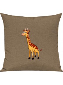 Kinder Kissen, Giraffe Tiere Tier Natur, Kuschelkissen Couch Deko, Farbe hellbraun
