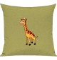 Kinder Kissen, Giraffe Tiere Tier Natur, Kuschelkissen Couch Deko, Farbe hellgruen